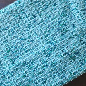 Hand Knit Blanket - Blue and Green Speckle